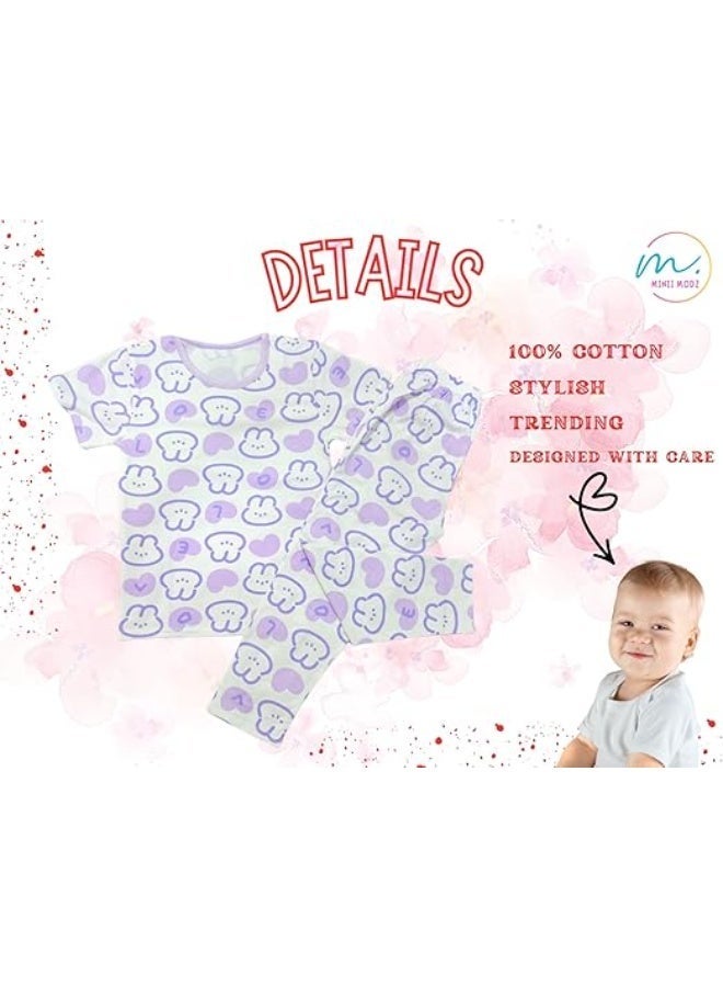 MINIIMODZ MINII MODZ Bunny Print Pyjama Set – Kids Nightsuit Top & Bottom Sleepwear for Infants, Toddlers & Children - Image 2